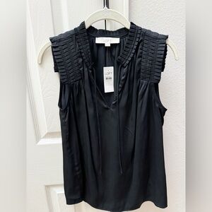NWT LOFT BLACK SATIN TOP XS